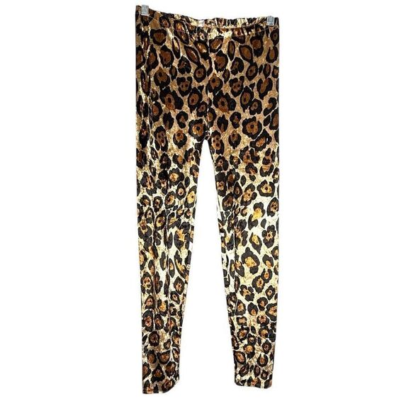 Leopard Print Velvet Pants – Retro Glam Stretchy Skinny Trousers - Picture 2 of 8